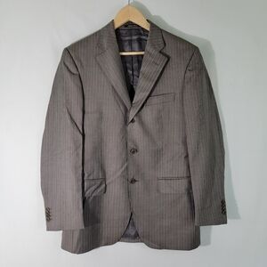 Ermenegildo Zegna Mens Blazer Sz 48/XL Gray Striped Wool Silk Three Button